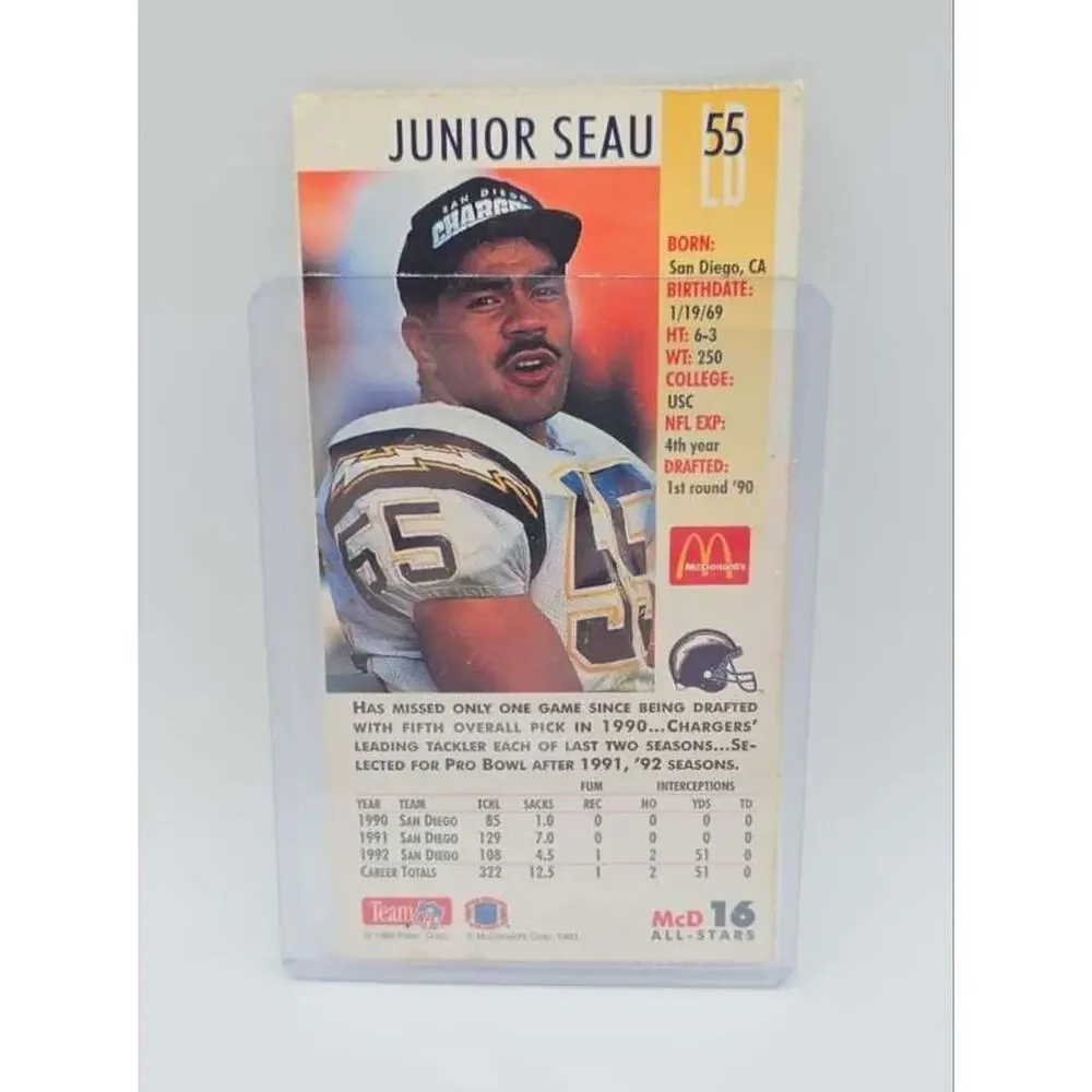 1993 GameDay McDonald's All Stars #16 Junior Seau Card